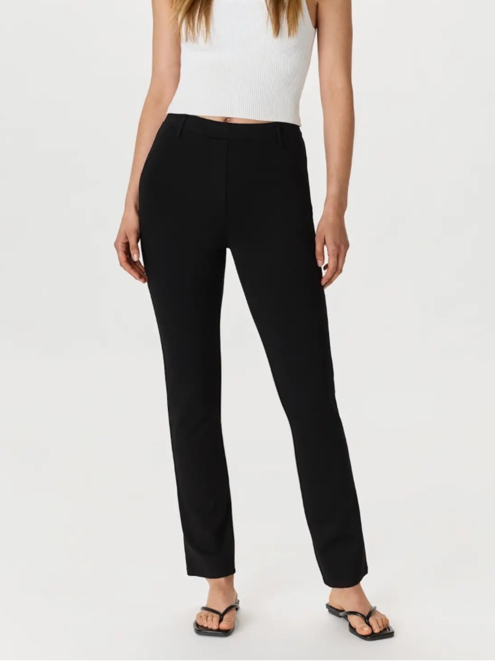 Quince Ultra-Stretch Ponte Straight Leg Pants black large